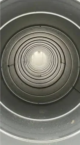 Round metal duct after cleaning