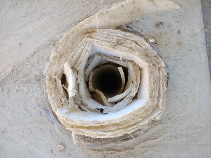 Insulated sleeve around a pipe through a wall
